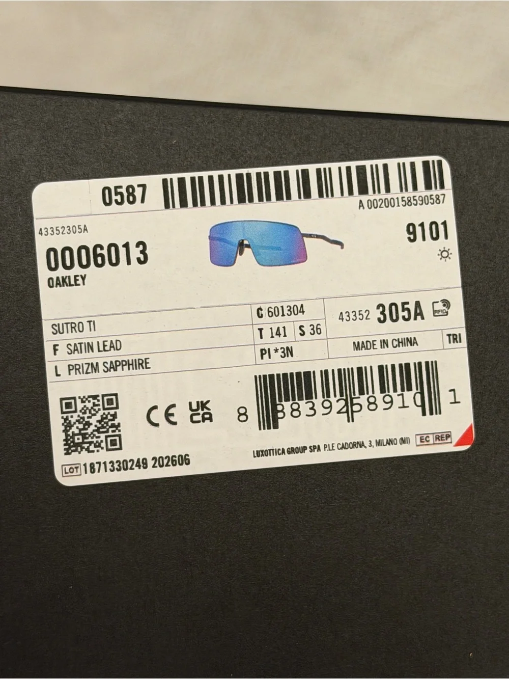 Oakley Sutro TI Sunglasses Black Frame with Blue Sapphire Lens